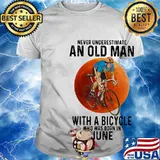Never underestimate an old man with a bicycle who was born in june shirt