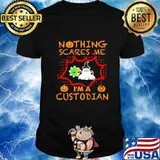 Nothing Scares Me I'm A Custodian Coronavirus Pumpkin Halloween Shirt