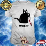 Official Cat what murderous black cat with knife shirt