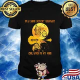 On a dark desert highway dog feel cool wind in my hair moon motorcycle halloween shirt