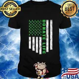 Organ Transplant Awareness USA Flag Donate Life Green Ribbon Premium T-Shirt