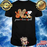 Peace love fall snoopy leopard shirt