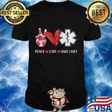 Peace love save lives heart red emt shirt