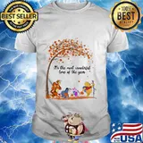 Pooh and friends it's the most wonderful time of the year leaves tree shirt