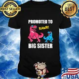 Promoted To Big Sister 2021 Outfit Dinosaur Women Girl T-Shirt