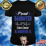 proud Daughter Colon cancer warrior awareness ribbon Blue T-Shirt