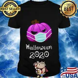 Pumpkin wearing Face Mask Funny Halloween T-Shirt