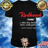 Redhead white skin freckles big heart candy-green eyes shirt