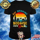 Retro Day Drinking Because 2020 Sucks Funny Quarantine T-Shirt