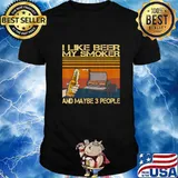 Retro i Like Beer My Smoker And Maybe 3 People Funny Vintage T-Shirt