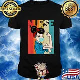 Rosie The Riveter Vintage Nurse with face mask T-Shirt