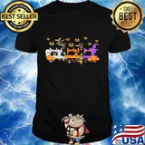 Sewing machine pumpkin bats witch hat halloween shirt