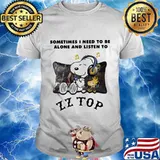 Snoopy and woodstock sometimes i need to be alone and listen to zz top shirt