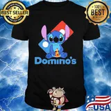 Stitch eating pizza domino's logo shirt