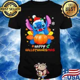 Stitch happy hallothanksmas halloween thanksgiving christmas shirt