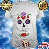 Sugar skull flowers hearts shirt