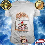 The peanuts riding bicycle bus it's the most wonderful time of the year leaves tree shirt