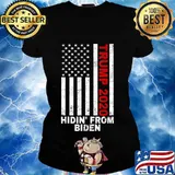 Trump 2020 Hiding from Biden shirt USA Flag Anti Joe Biden T-Shirt Ladies tee