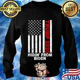 Trump 2020 Hiding from Biden shirt USA Flag Anti Joe Biden T-Shirt Sweater