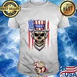 Uncle Skull 4th of July American Flag Patriotic Skull Sam Shirt