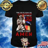 Veteran the devil saw me with my head down and thought he'd won until i said amen shirt