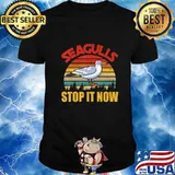 Vintage Retro Cool Seagulls Bird Lover Stop It Now Gifts T-Shirt
