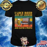 Vintage Retro I Like Beer My Smoker Funny Beer Lover Gifts T-Shirt
