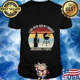 Vintage Retro I Like Beer & My Smoker & Maybe 3 People BBQ T-Shirt
