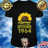 Womens Birthday Gift Sunflower Vintage September 1964 56 Birthday T-Shirt