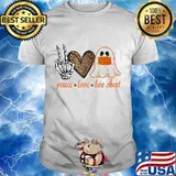 Womens Peace Love Boo Sheet Halloween Costume T-Shirt