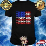 Womens Vote Pro Trump I US Flag Womens Trump Girl T-Shirt