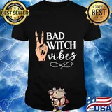 Womens Witch Apparel, Bad Witch Vibes Witch Hand Halloween T-Shirt