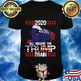 All Aboard The Trump Train 2020 President Railway US Flag T-Shirt