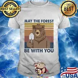 Bear may the forest be with you vintage retro shirt