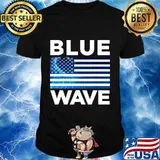 Blue Wave Patriotic American Flag Democrat Biden Harris Shirt