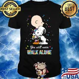 Charlie brown and snoopy autism you will never walk alone shirt