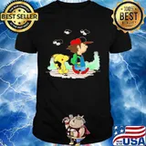 Charlie brown and snoopy pikachu cartoon shirt