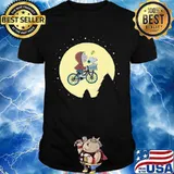 Charlie brown and snoopy riding bicycle moon shirt