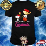 Charlie brown snoopy and woodstock cardinals baseball shirt