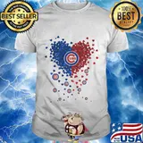 Chicago cubs baseball logo hearts shirt