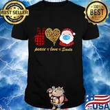 Christmas Peace Love Santa Wearing Mask Quarantine 2020 T-Shirt