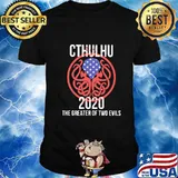 Cthulhu 2020 the greater of two evils american flag shirt