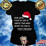 Dear Santa Please Be Sure To Sanitize Your Hands Before You Come In Merry Christmas Shirt Ladies tee