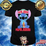 Disney stitch papa john logo shirt