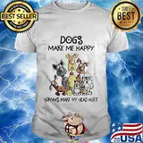 Dogs cartoon make me happy humans make my head hurt shirt