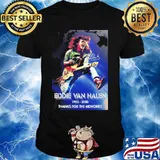 Eddie van halen playing guitar 1955 2020 thank for the memories signature shirt