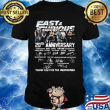 Fast and furious 20th anniversary 2001 2021 9 films thank for the memories signatures shirt