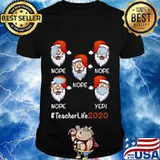 Funny Christmas Teacher life 2020 Santa wearing mask T-Shirt