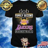 God first family second then los angeles lakers basketball shirt
