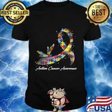 Hippie Dragonfly White Ribbon Autism Cancer Awareness Gifts T-Shirt